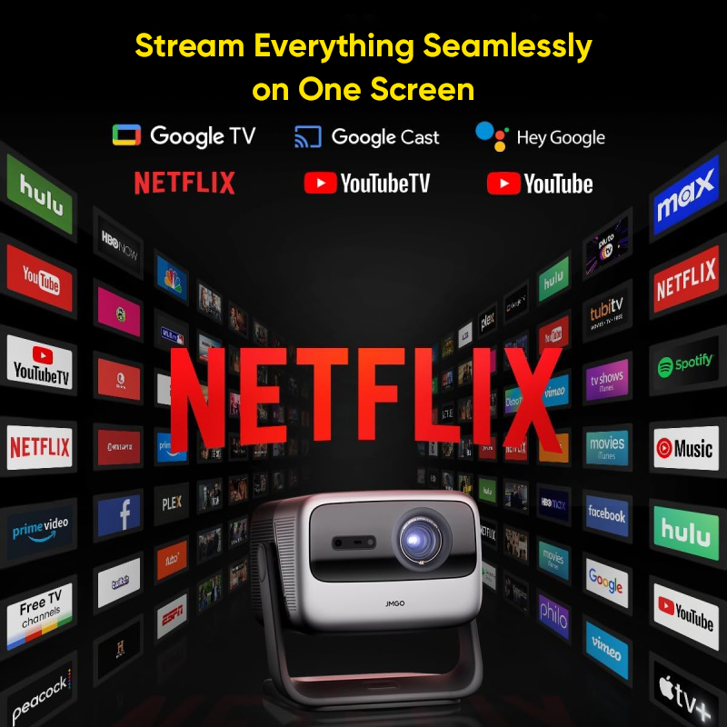 Netflix Home Cinema - JMGO N1S Ultimate 4K Projektör Üçlü