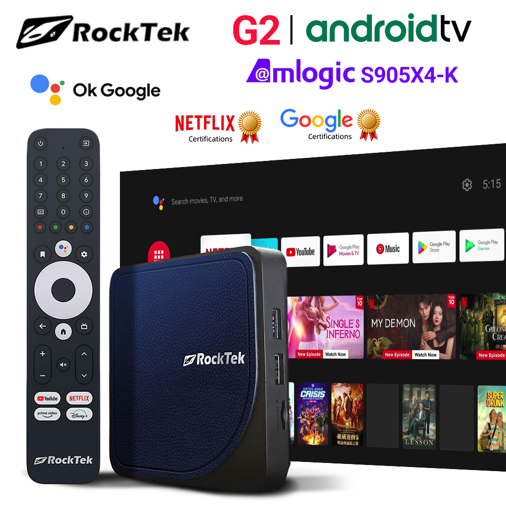 Home Cinema Google - RockTek G2 4K AndroidTV 14 Akış