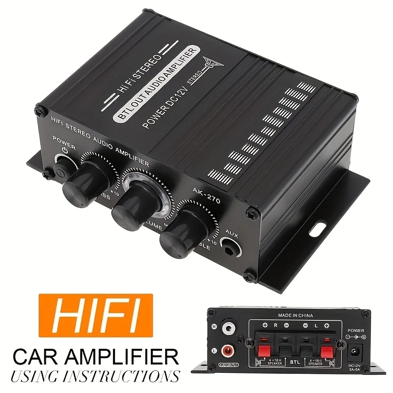 Home Cinema Heos - AK-270 400W Mini Güç Amplifikatörü 12V/24V