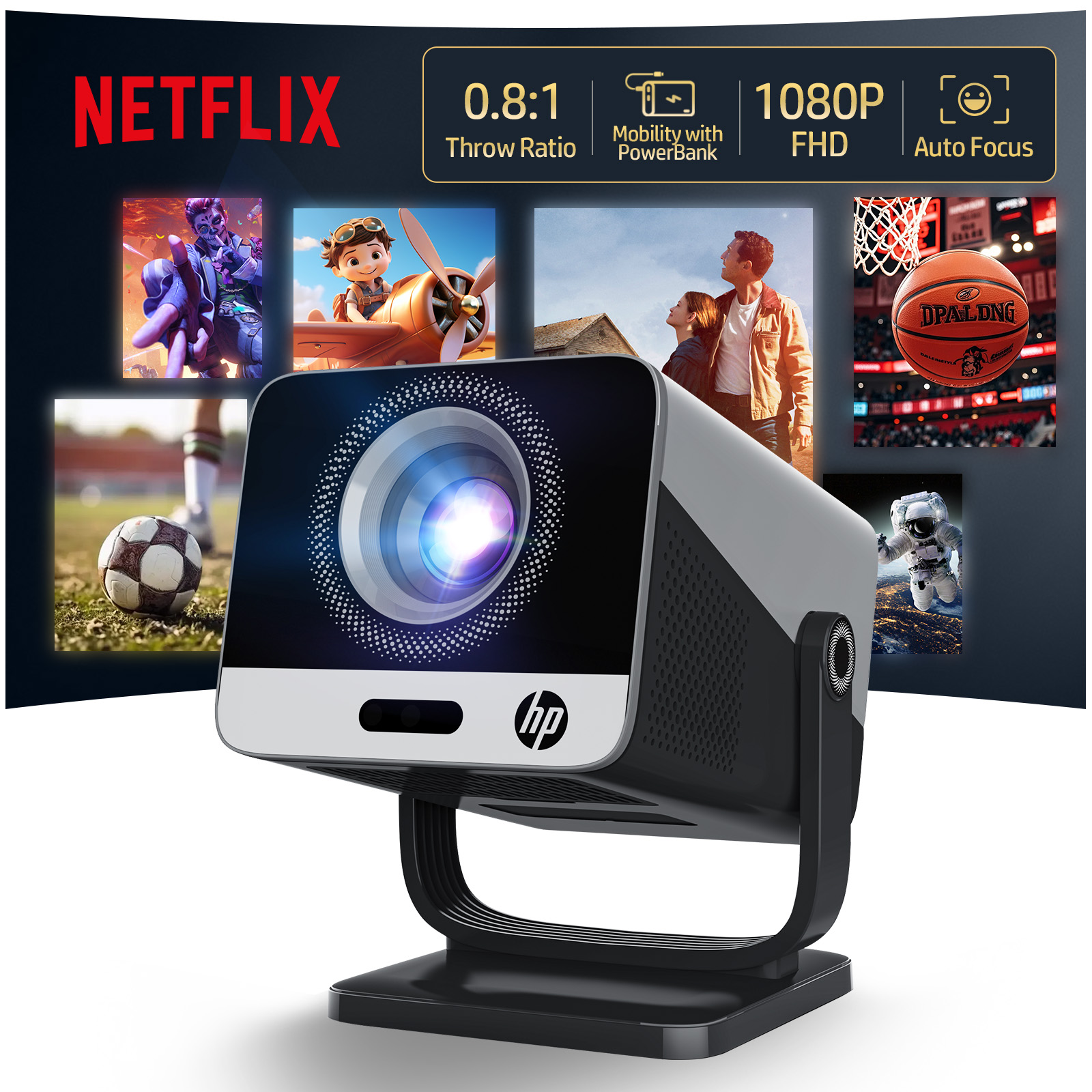 Netflix Home Cinema - HP MC475 Projektör Netflix Lisanslı ve